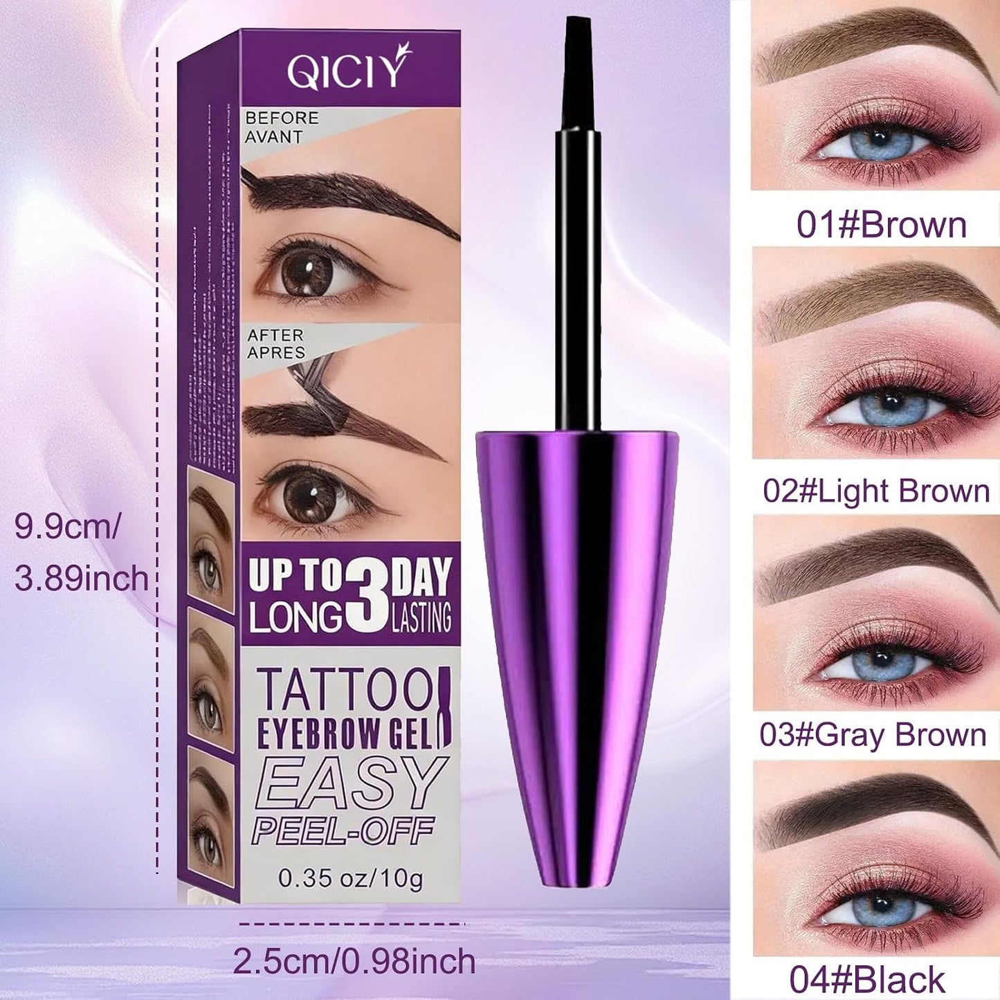QICIY Easy Peel Off Eyebrow Tint Gel - Waterproof & Long-lasting