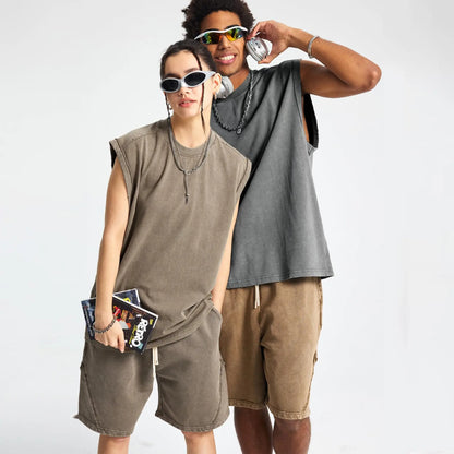 Cotton Workout Tank Tops Unisex Sleeveless Tees
