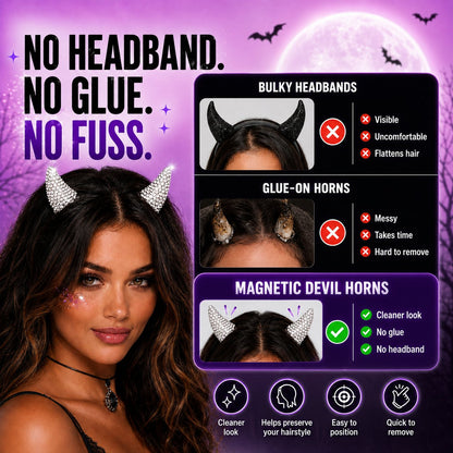 💥 LAST DAY 50% OFF - 😈✨ Cute Sparkle Magnetic Devil Horns (1 Pair)