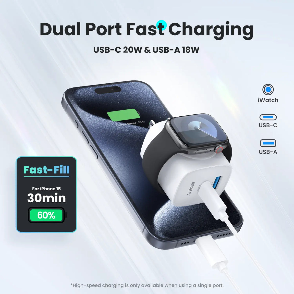 3-in-1 Magnetic Wireless Charger 20W for Apple Watch & iPhone