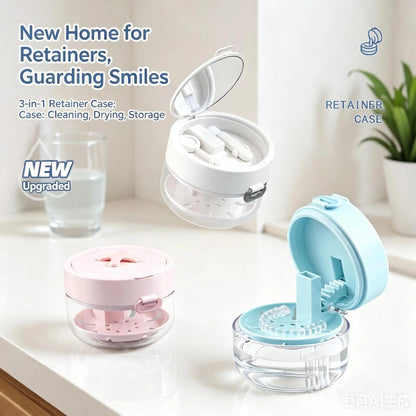 ✈️Travel Retainer Cleaner Case with Mirror & Drain Tray