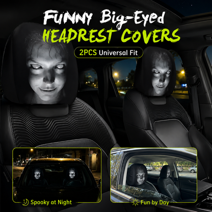 👻 SPOOKY Car Headrest Covers – 2PCS Universal Fit 🚗
