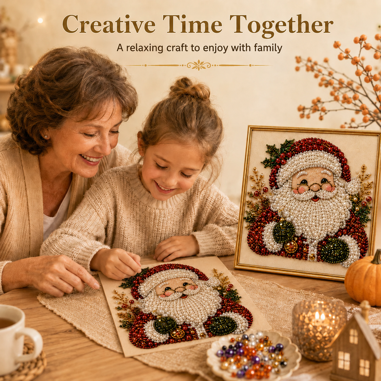 🎄 LAST DAY 49% OFF – Premium 3D Pearl Christmas Diamond Painting Art Kit | Luxury Flocked Canvas with Scratch-Resistant Non-Fading Pearl Beads DIY Holiday Decor 🎅⛄️❄️