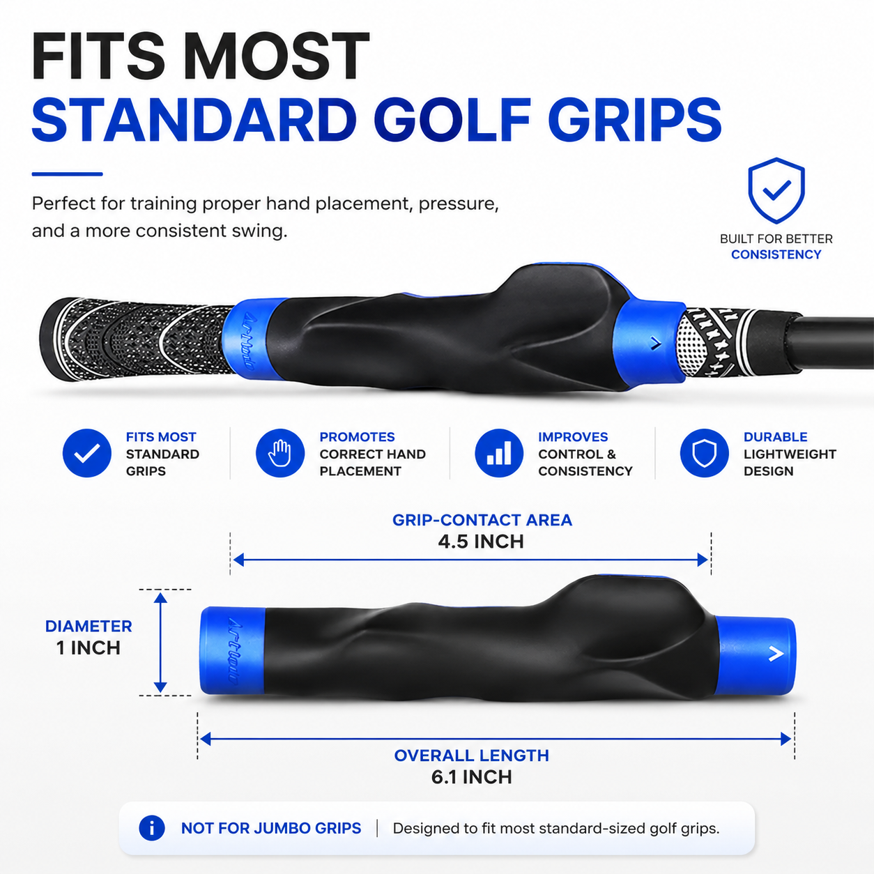⛳ Golf Grip Trainer - Golf Swing Aid Club Attachment for Correct Hand Placement
