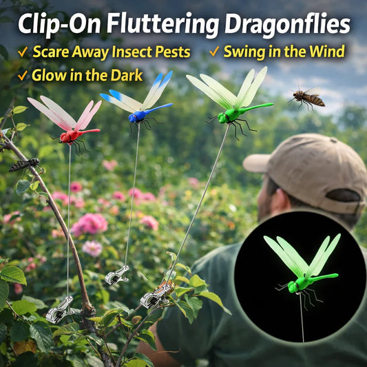 12 Counts Outdoor Fake Dragonfly Rod Clip, Garden MetalDragonfly Clip