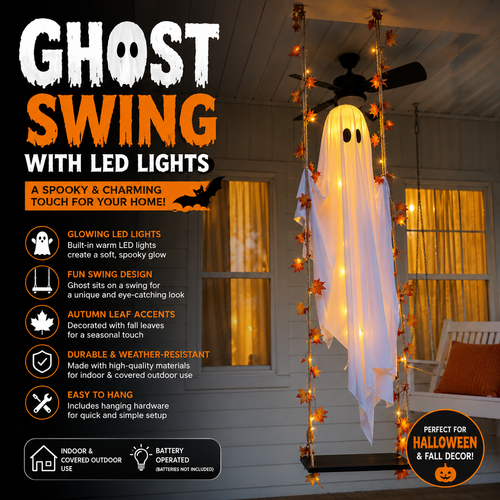 🎃Hanging Swing Ghost Halloween Decor with String Lights👻