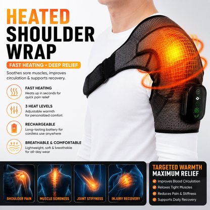 🌋✨Cordless Shoulder Heating Pad with Massager — Professional Heat & Vibration Therapy for Pain Relief & Muscle Recovery
