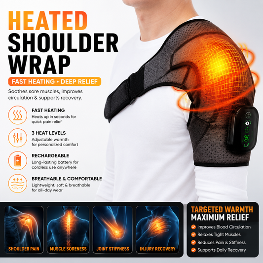 🌋✨Cordless Shoulder Heating Pad with Massager — Professional Heat & Vibration Therapy for Pain Relief & Muscle Recovery