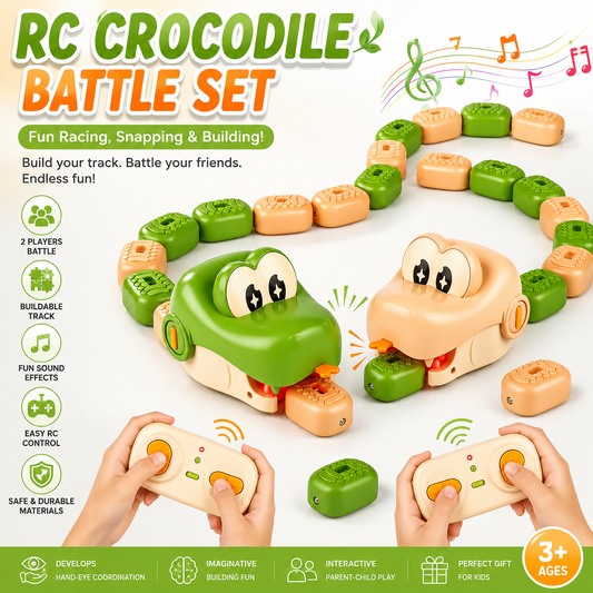 🎮RC CROCODILE BATTLE SET - 2 Player Game Remote Control Snake Toy with Magnetic Blocks