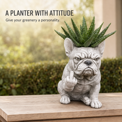 🌱 Funny Bulldog Planter with Attitude – 3 Sassy Styles
