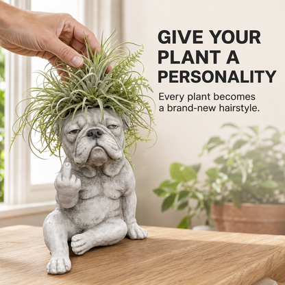 🌱 Funny Bulldog Planter with Attitude – 3 Sassy Styles