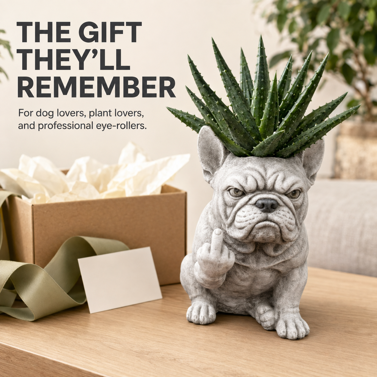 🌱 Funny Bulldog Planter with Attitude – 3 Sassy Styles