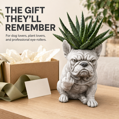 🌱 Funny Bulldog Planter with Attitude – 3 Sassy Styles