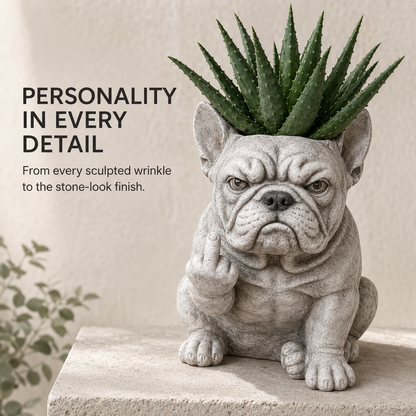 🌱 Funny Bulldog Planter with Attitude – 3 Sassy Styles