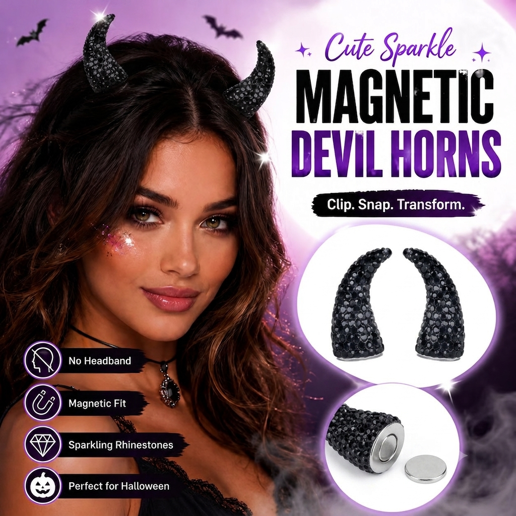 💥 LAST DAY 50% OFF - 😈✨ Cute Sparkle Magnetic Devil Horns (1 Pair)