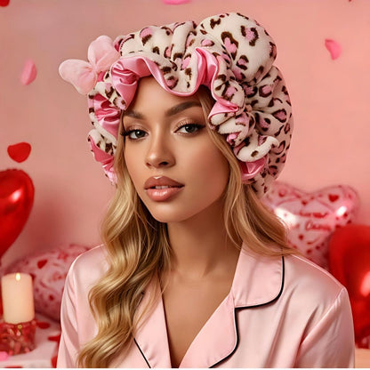🐆✨PLUSH CHEETAH - Women's Plush Satin Bonnet