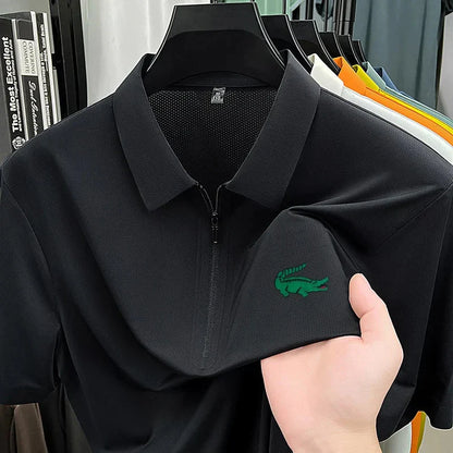 Men's Green Crocodile Polo Shirt Set - Stylish Business Casual