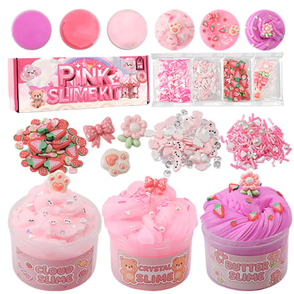 Summer Gift 3-Pack 200ml Pink Slime Kit – Butter, Cloud & Crunchy Slime