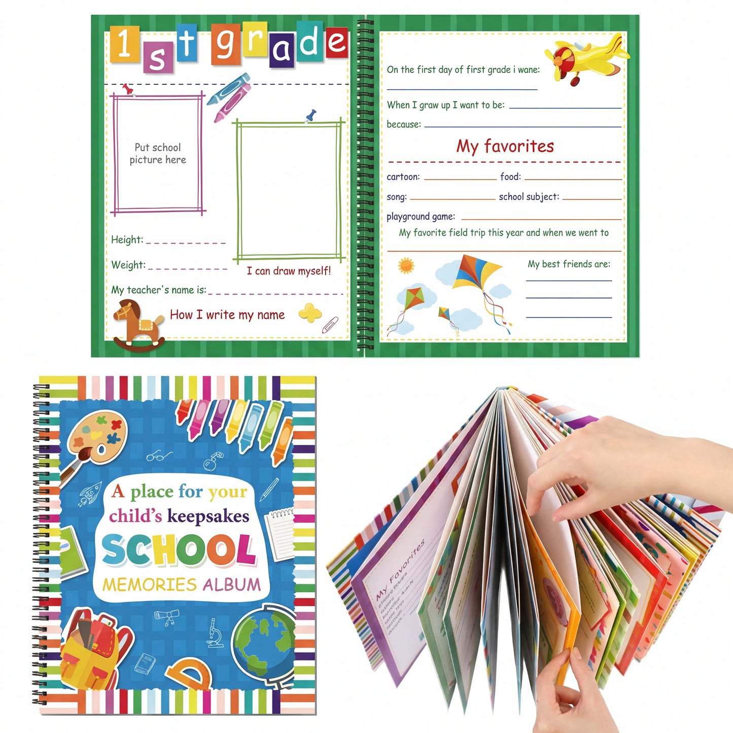 📔School Memory Book for Kids Preschools to 12th Grade