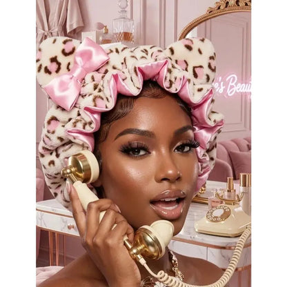 🐆✨PLUSH CHEETAH - Women's Plush Satin Bonnet