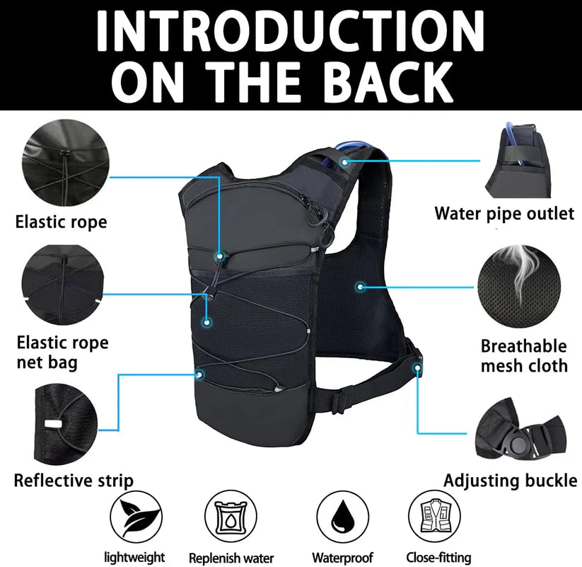 🎒💦Tactical Running Vest with 2L Water Bladder — Lightweight Anti-Bounce Hydration Backpack