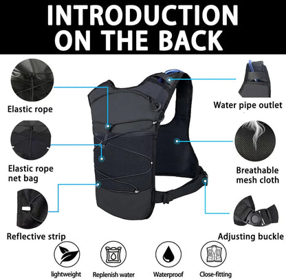 🎒💦Tactical Running Vest with 2L Water Bladder — Lightweight Anti-Bounce Hydration Backpack