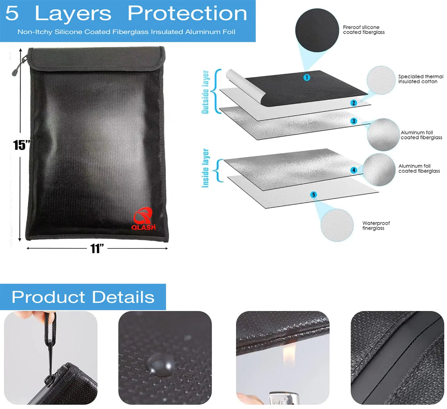 🔥Large Fireproof Document Bag🔒 - Water Resistant Storage🏠