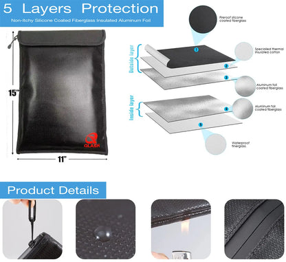 🔥Large Fireproof Document Bag🔒 - Water Resistant Storage🏠