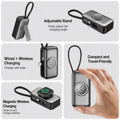 ⚡3-in-1 foldable rechargeable portable power bank