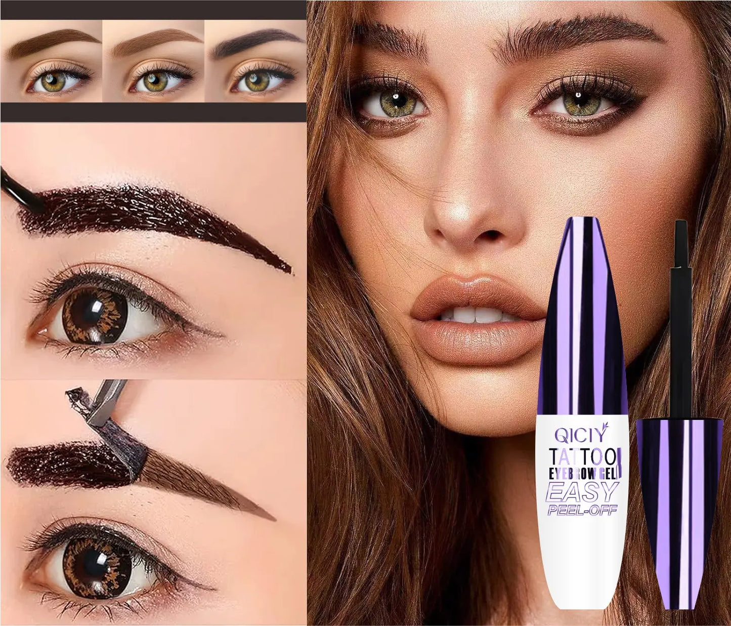 QICIY Easy Peel Off Eyebrow Tint Gel - Waterproof & Long-lasting