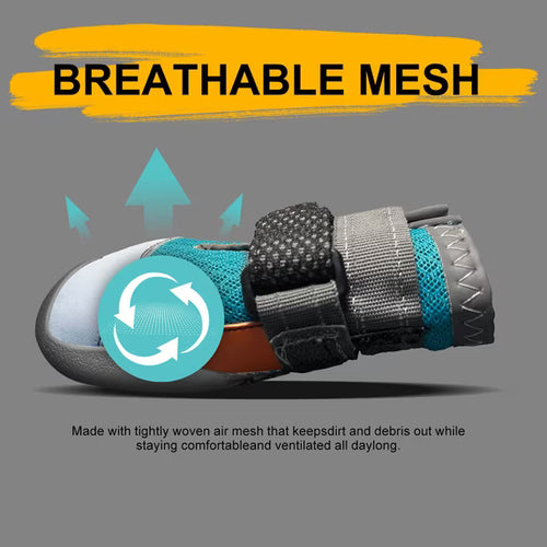 Dog Shoes LED Motion Activated Light Up Puppy Boots Non Slip Rubber Paw Protective Shoes Breathable Mesh Four