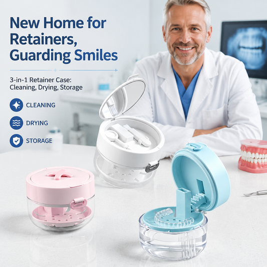 ✈️Travel Retainer Cleaner Case with Mirror & Drain Tray