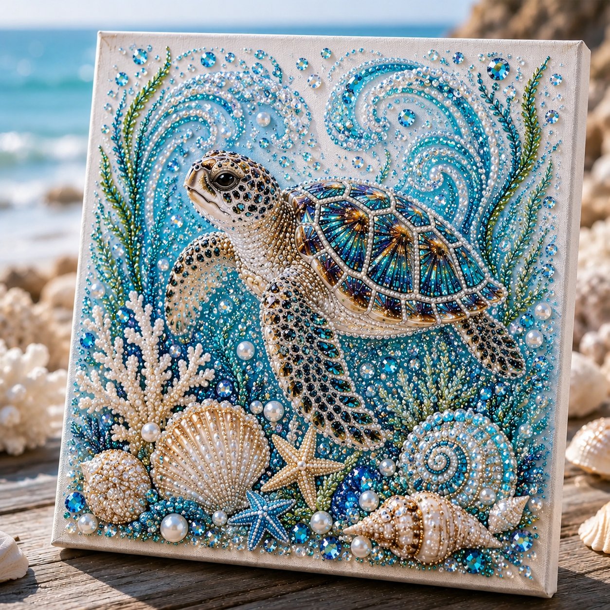 🔥Last Day 49% OFF - 🌊✨ Ocean Theme Pearl Art DIY Kit – Relaxing DIY Craft to Create Stunning Coastal Artwork