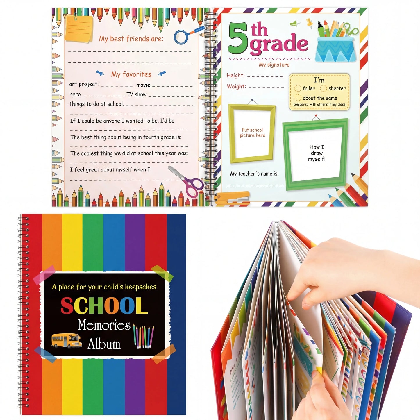 📔School Memory Book for Kids Preschools to 12th Grade