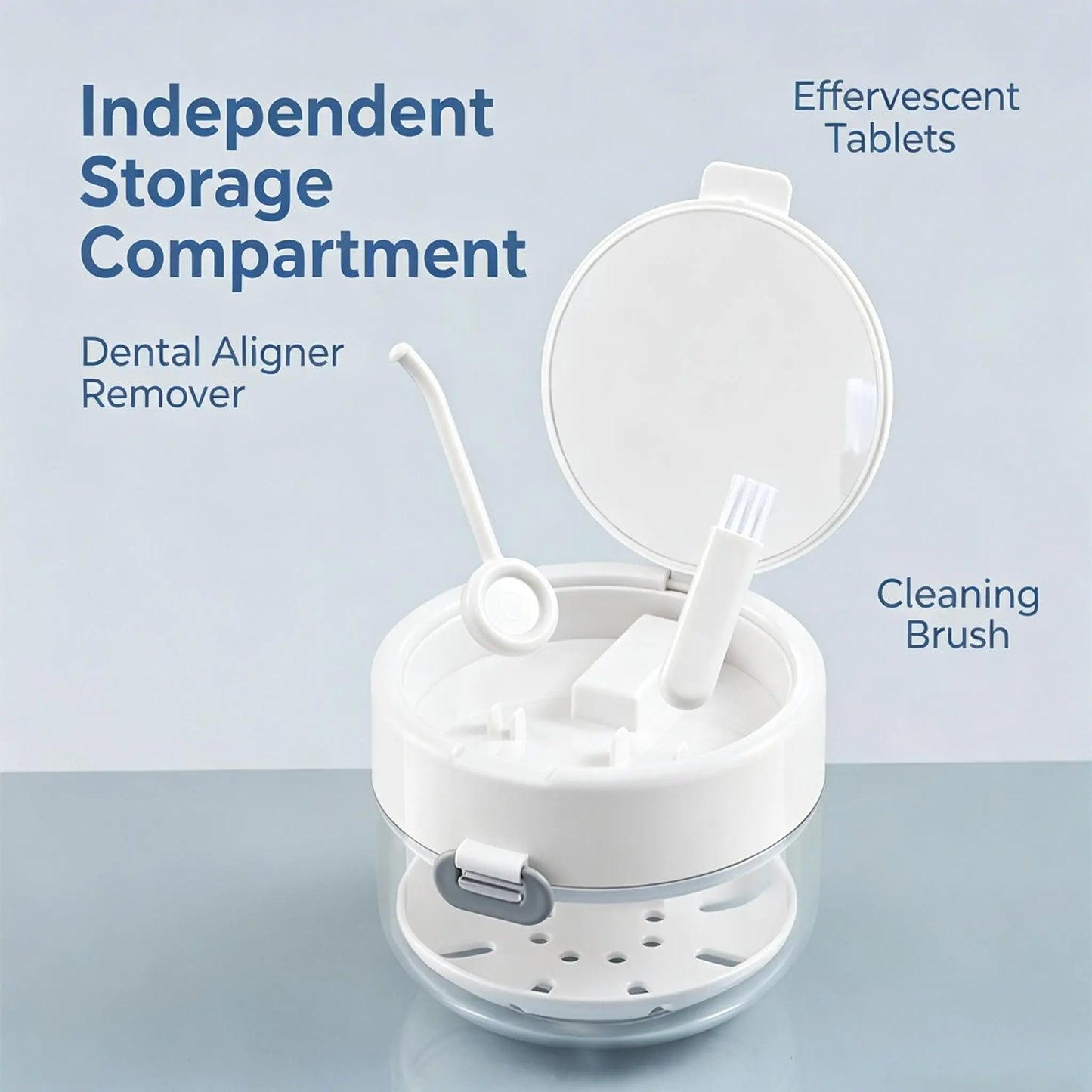 ✈️Travel Retainer Cleaner Case with Mirror & Drain Tray