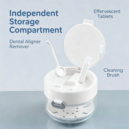 ✈️Travel Retainer Cleaner Case with Mirror & Drain Tray