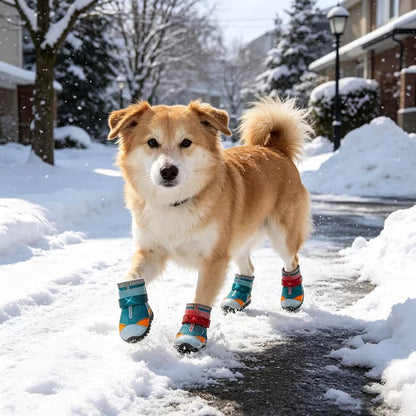 Dog Shoes LED Motion Activated Light Up Puppy Boots Non Slip Rubber Paw Protective Shoes Breathable Mesh Four