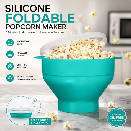 Microwave Popcorn Popper, Silicone Popcorn Maker Bowl for Microwave
