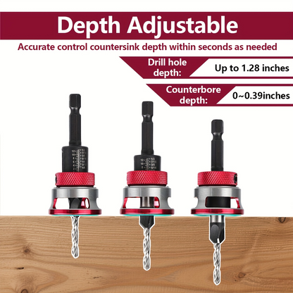 🔧 Countersink Drill Bit Set – Precise Depth Control, No Scratch Damage