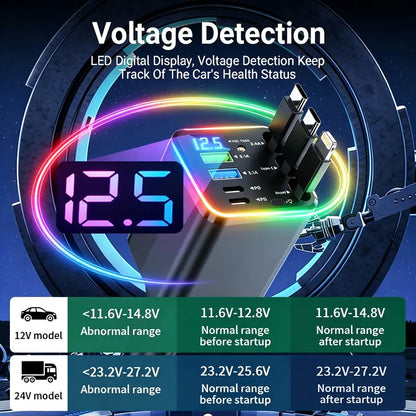 ✨ 7-in-1 Retractable Car Charger with Star Projector & 120W Fast Charge