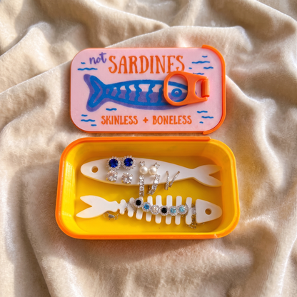 🐟 Sardine Jewelry Travel Case – Cute Fish Tin Organizer for Rings, Earrings & Necklaces