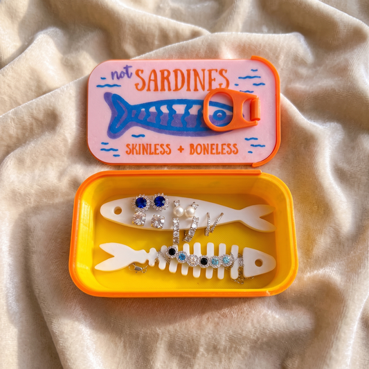 🐟 Sardine Jewelry Travel Case – Cute Fish Tin Organizer for Rings, Earrings & Necklaces