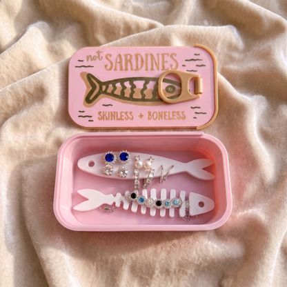 🐟 Sardine Jewelry Travel Case – Cute Fish Tin Organizer for Rings, Earrings & Necklaces