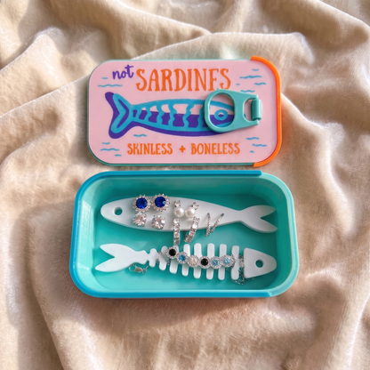 🐟 Sardine Jewelry Travel Case – Cute Fish Tin Organizer for Rings, Earrings & Necklaces