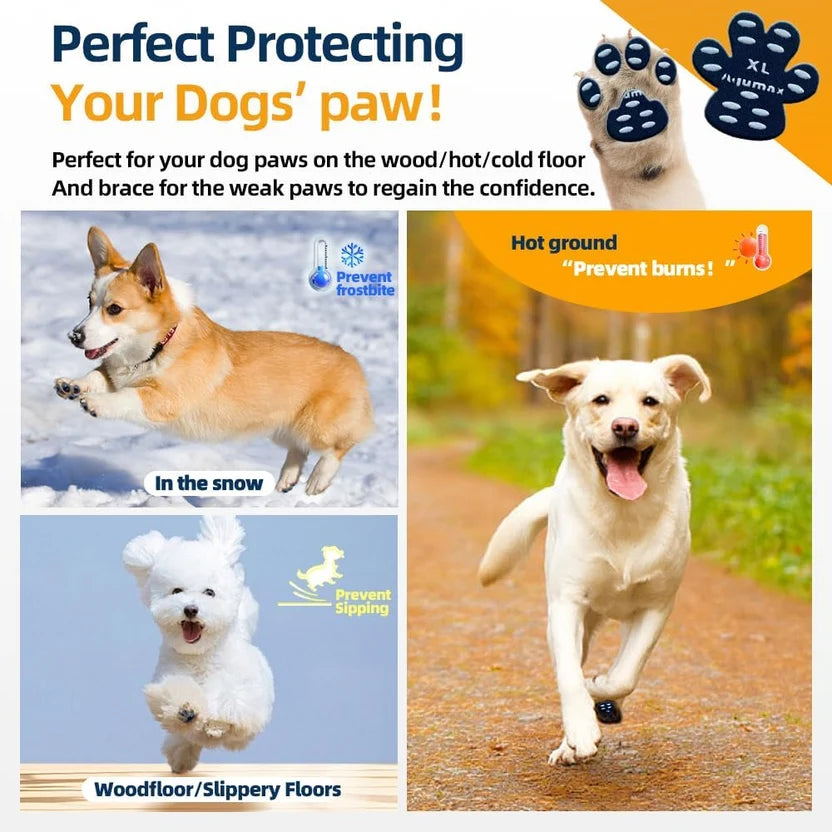 Waterproof Anti-Slip Dog Paw Protectors – Durable Traction Pads in Black, Pink, Blue