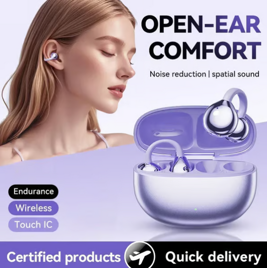 Lightweight Open Ear Clip Wireless Bluetooth Headphones Sweatproof Stable Fit For Running Daily Use